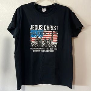 3/$15 Black T-Shirt Jesus & U.S. Veterans